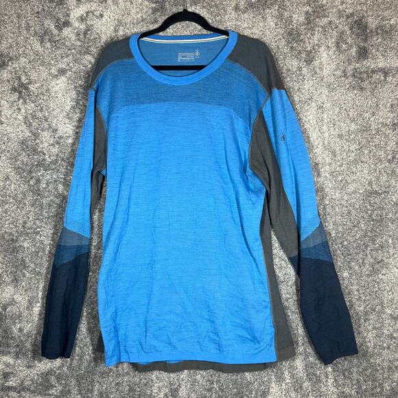 Smartwool Sweater Mens 2XL Blue Intraknit 200 Merino Wool Long Sleeve Pullover - Picture 1 of 9